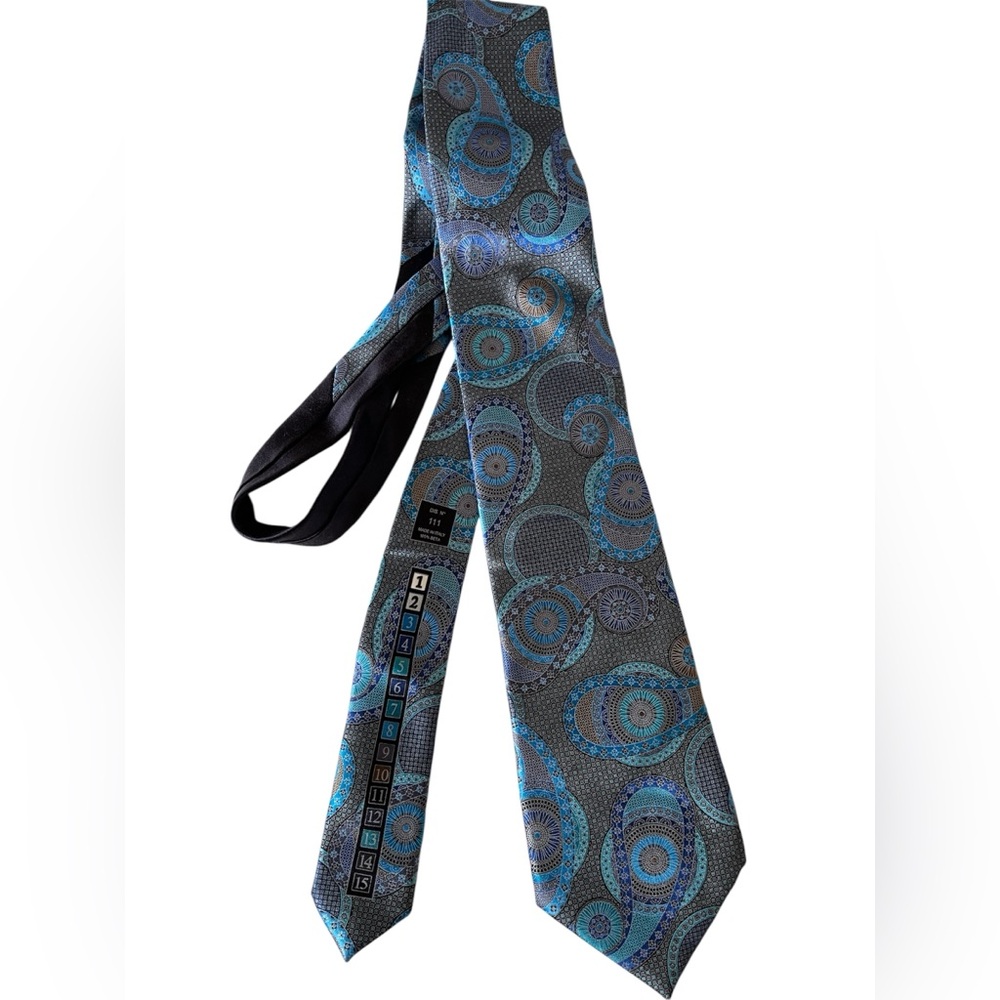 Ermenegildo Zegna luxury  Blue and Gray Paisley Tie designer Men’s - Picture 2 of 5